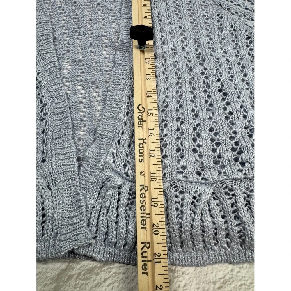 LC Lauren Conrad Women XL Light Blue Open Knit Crochet Ruffle Cardigan WL32S005R